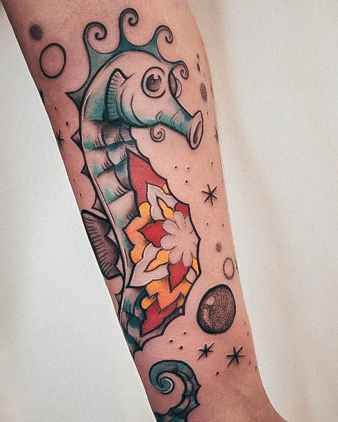 Incredible Seahorse Tattoo For Ladies