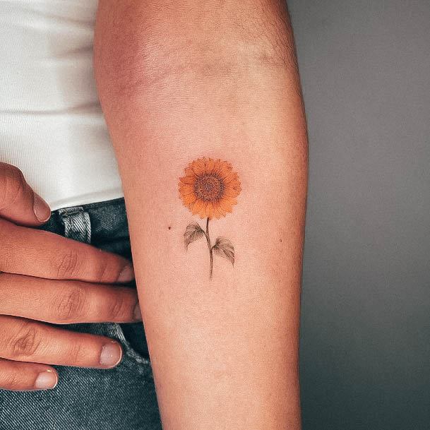 Incredible Small Sunflower Tattoo For Ladies