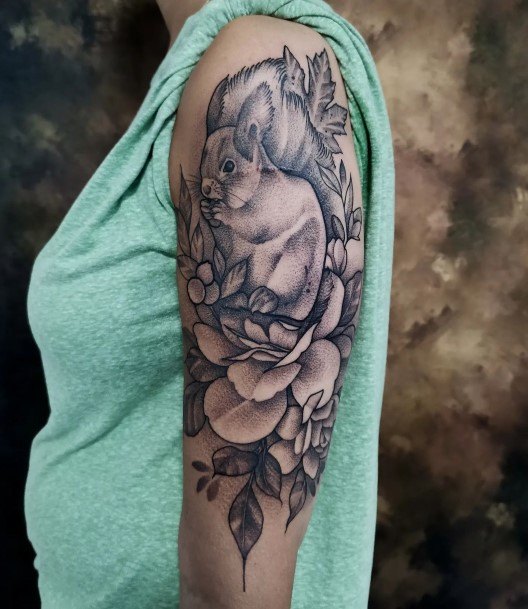 Incredible Squirrel Tattoo For Ladies