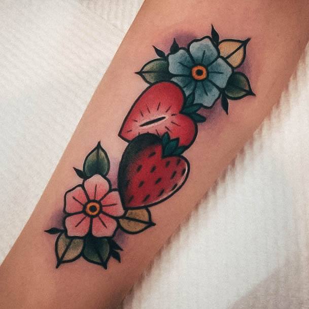 Incredible Strawberry Tattoo For Ladies