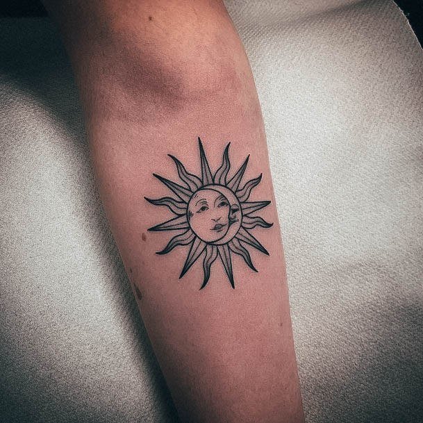 Incredible Sun And Moon Tattoo For Ladies