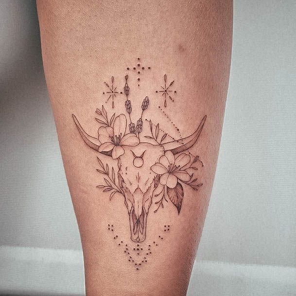 Incredible Taurus Tattoo For Ladies