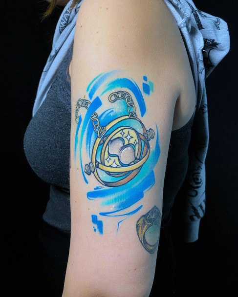 Incredible Time Turner Tattoo For Ladies