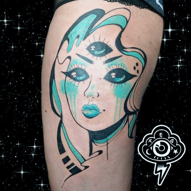 Incredible Turquoise Tattoo For Ladies