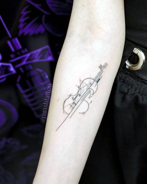 Incredible Violin Tattoo For Ladies