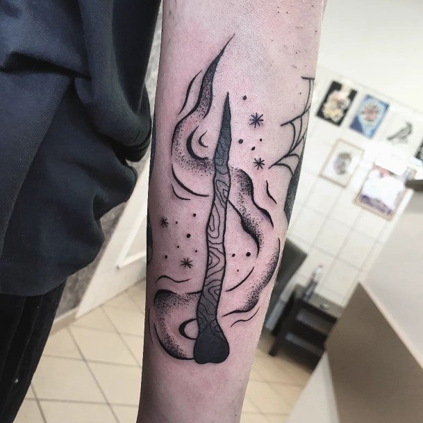 Incredible Wand Tattoo For Ladies