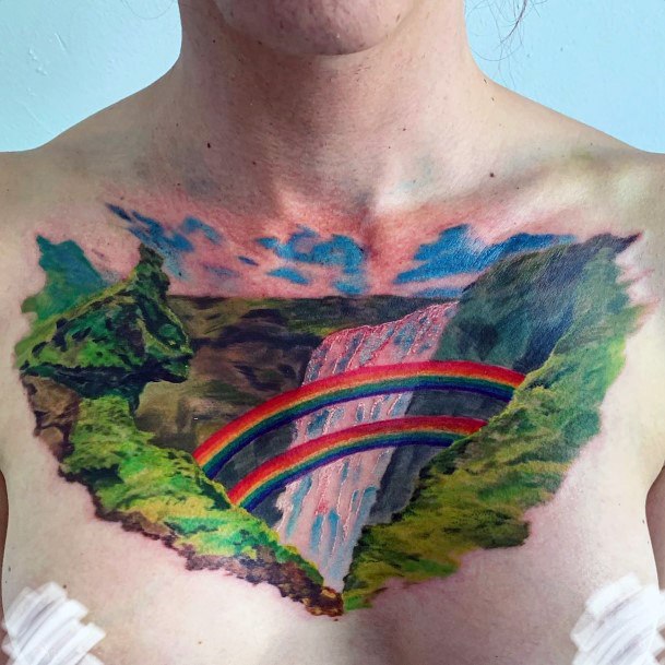 Incredible Waterfall Tattoo For Ladies