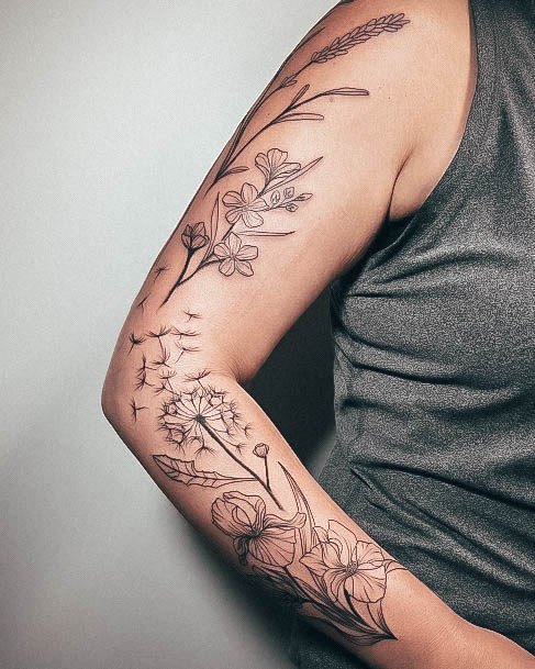 Incredible Wildflower Tattoo For Ladies