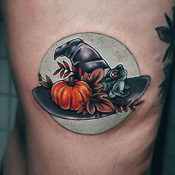 Incredible Witch Hat Tattoo For Ladies