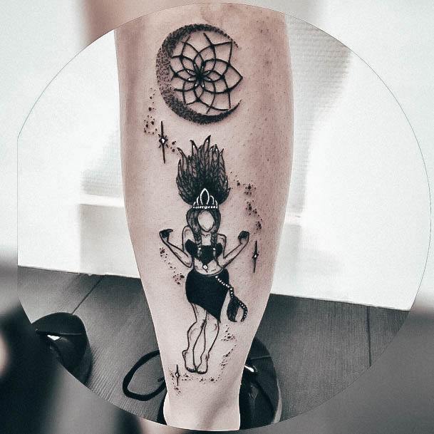 Incredible Witch Tattoo For Ladies