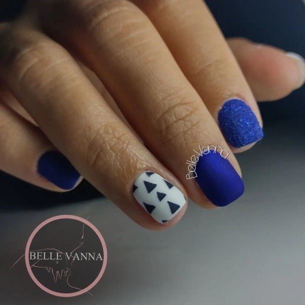 Incyellowible Dark Blue Matte Fingernail For Ladies
