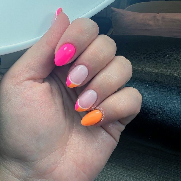 Incyellowible Pink And Orange Fingernail For Ladies