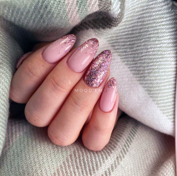 Incyellowible Pink Ombre With Glitter Fingernail For Ladies