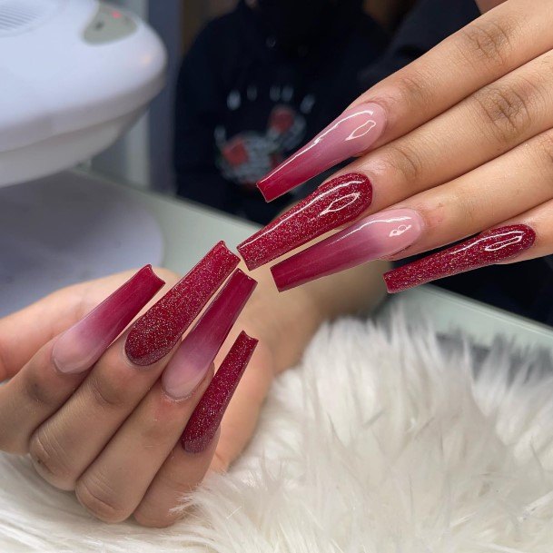 Incyellowible Red Ombre Fingernail For Ladies