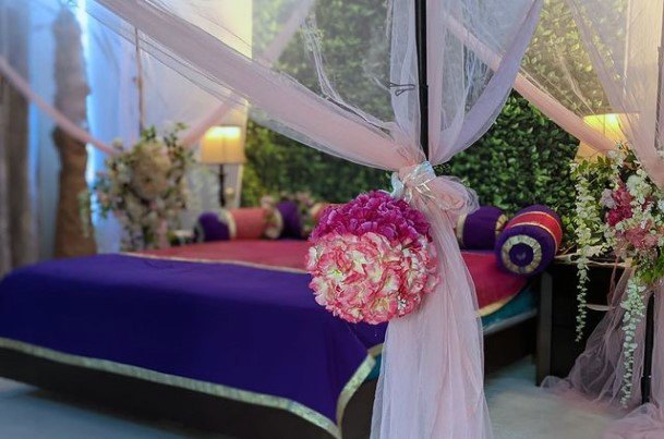 Indian Wedding Flowers Decor On Love Bed