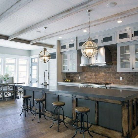 Industrial Rustic Wood And Grey Kitchen Island Ideas