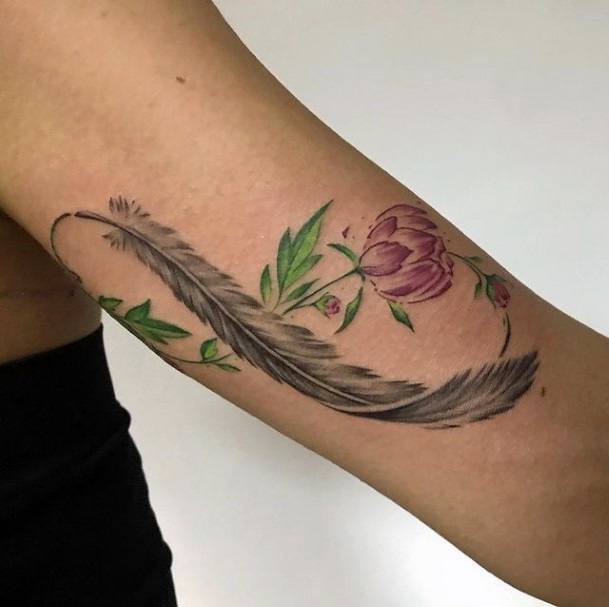 Infinity Tattoo For Women With Rose And Feather