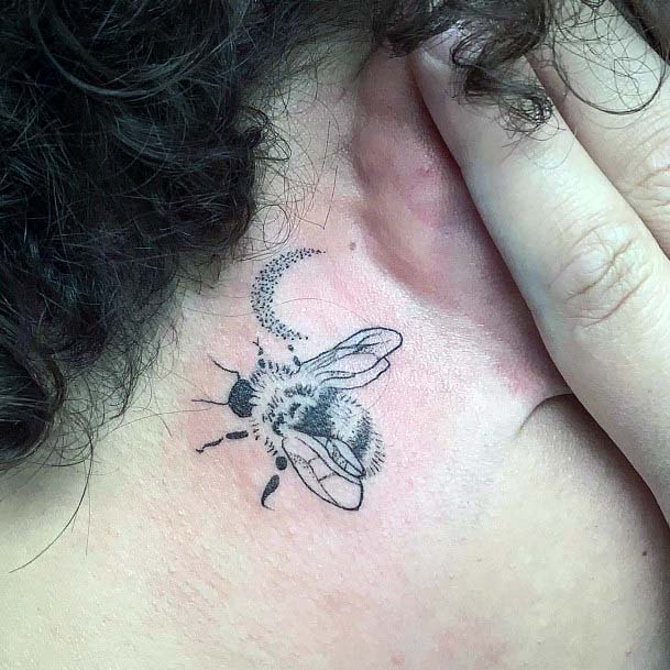 Insect Behind The Ear Tattoo Women