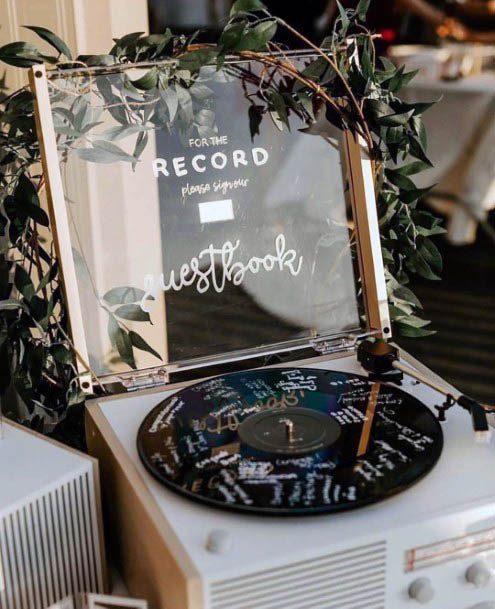 Inspirational Vintage Turn Table Vinyl Guest Book Wedding Ideas