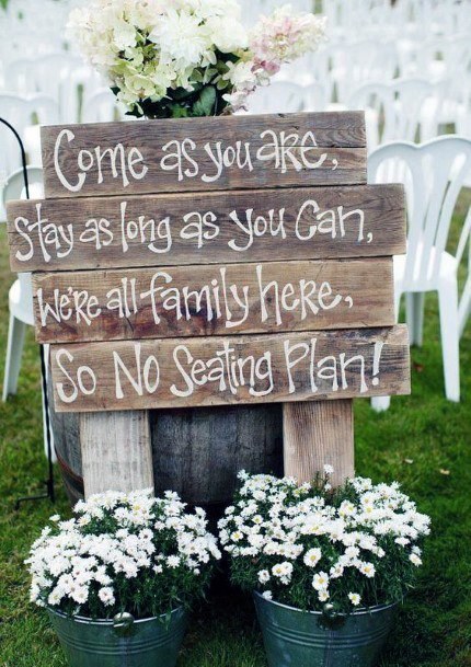 Inspirational Wedding Sign Cute Rustic Wood White Flower Pot Ideas