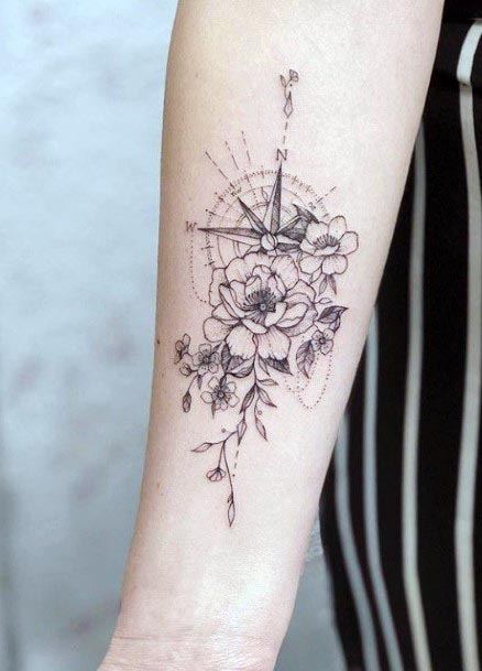 Inspiring Compass Tattoo Womens Forearms