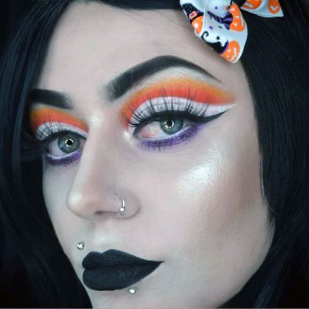 Intense Halloween Pumpkin Orange Eyeshadow Art