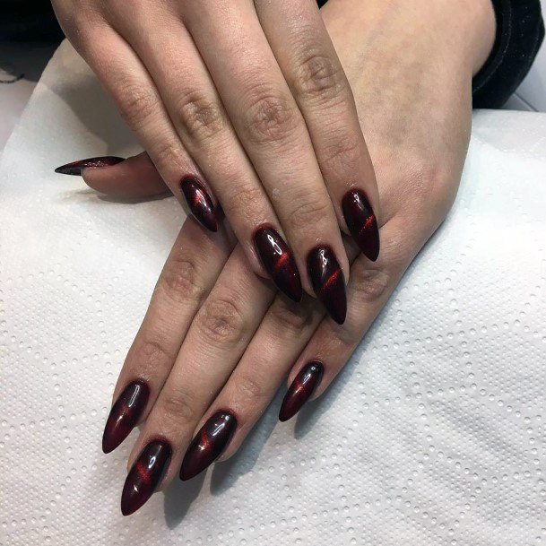 Intense Red Cat Eye Nails