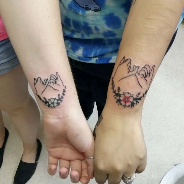 Interlocked Fingers Best Friend Tattoo Women Wrists