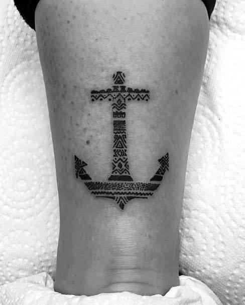 Intricate Art On Anchor Tattoo Womens Calves