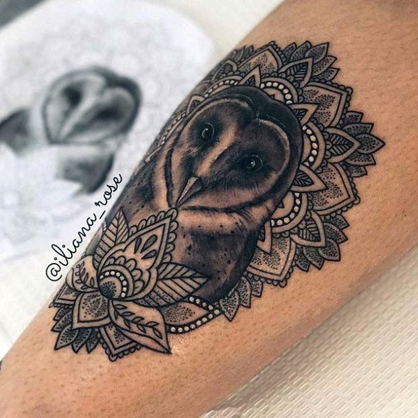 Intricate Art On Owl Tattoo For Women