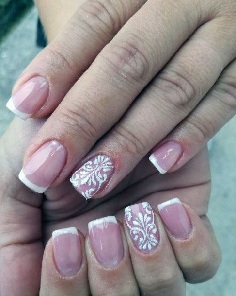 Intricate Art On Pink French Nails Sugared Effect For Women