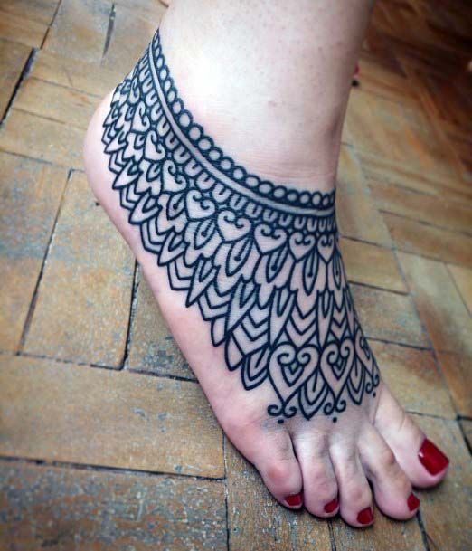 Intricate Art Tattoo Womens Foot