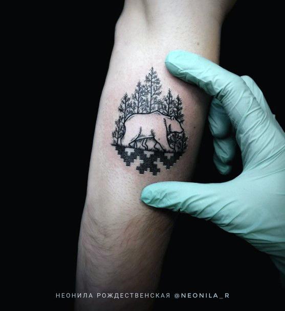 Intricate Design Bear Tattoo For Women