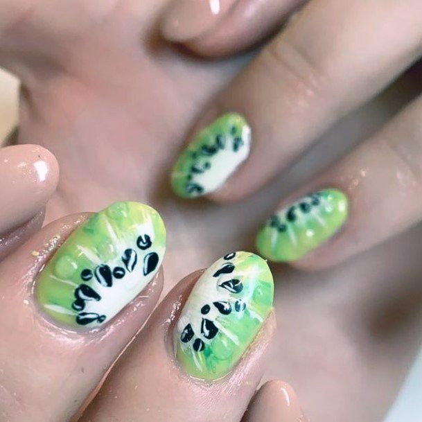 Intricate Seed Kiwi Nails Green Women