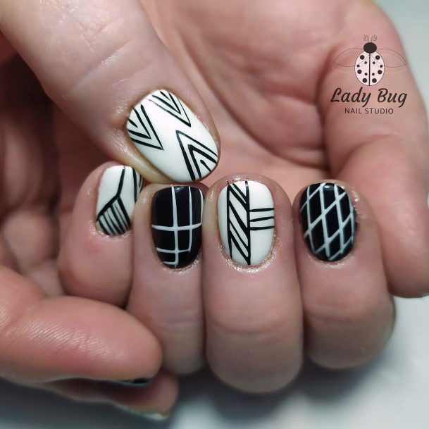 Intricate White Black Short Nail Sweet Design Inspiration Ideas For Ladies