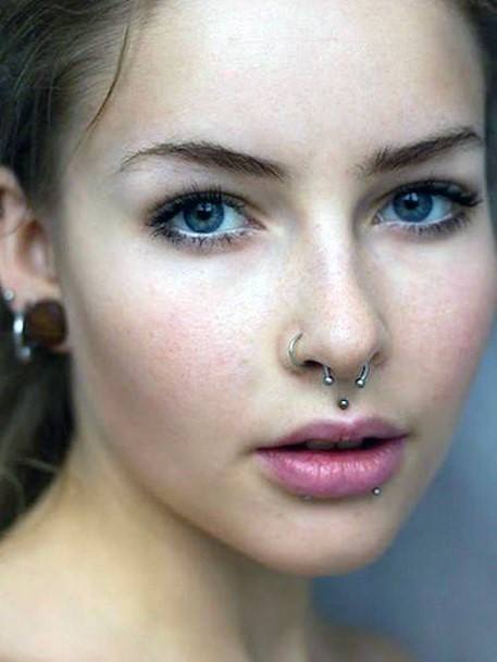 Intriguing And Cute Lip And Nose Face Piercing Inspiration Ideas For Women