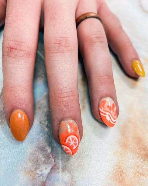 Intriguing Scrumptious Citrus Orange Yellow Nail Art For Girls