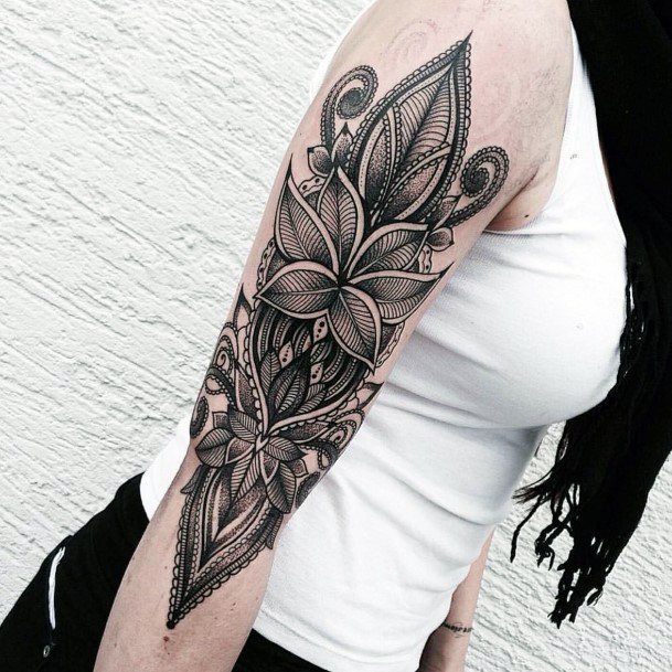 Intrinsic Black Art Tattoo Womens Half Sleeve