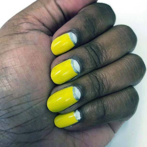 Inverted French Manicure Bright Yellow Nails For Women