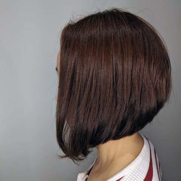 Inverted Wedge Burgundy Red Thick Straight Hair