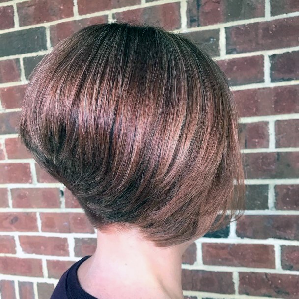 Inverted Wedge Medium Brown With Red Throughout Hair