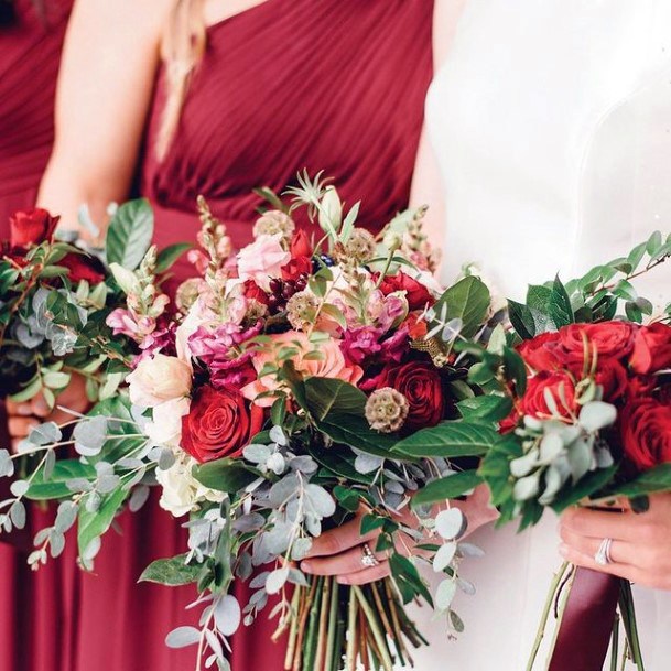 Jazzy Colored Christmas Wedding Flowers