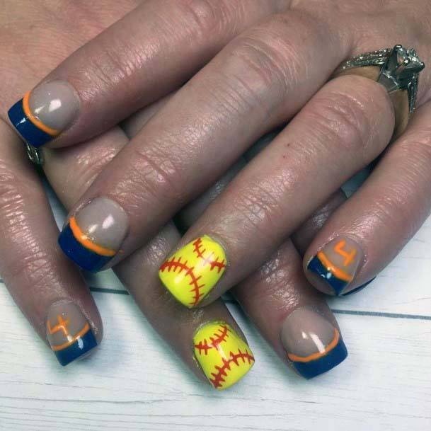 Jazzy Orange Blue Nails For Women