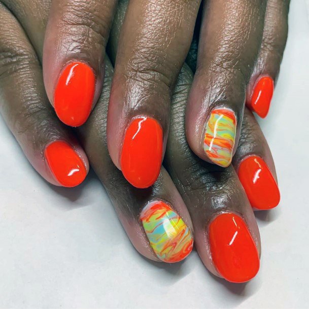 Jazzy Red Orange Nails For Women