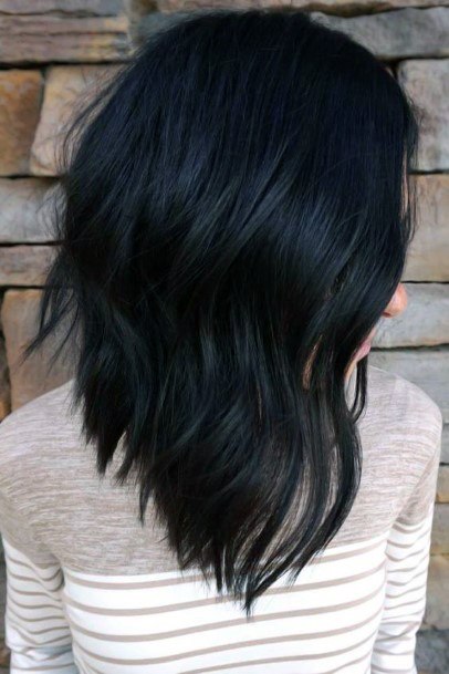 Jet Black Hair On Female With Easy Side Part