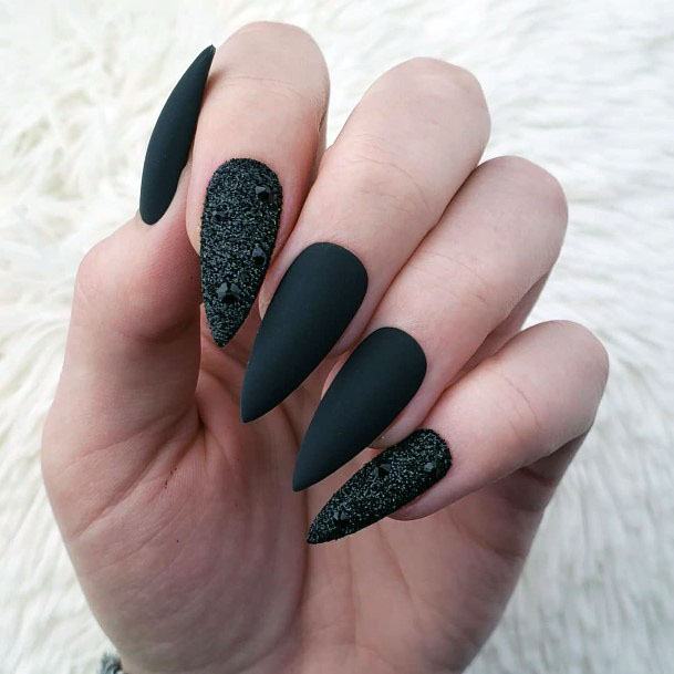 Jet Black Sugar And Matte Nails Women