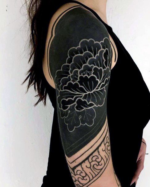 Jet Dark Black And White Ink Tattoo Womens Arms