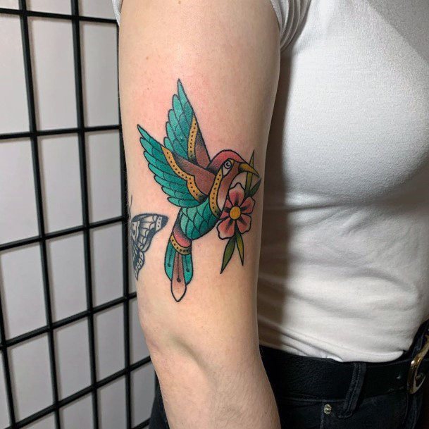 Jolly Green Hummingbird Tattoo Womens Upper Arms