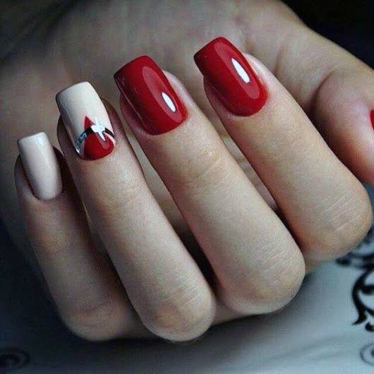 Juicy Bright Red Nails With White For Women