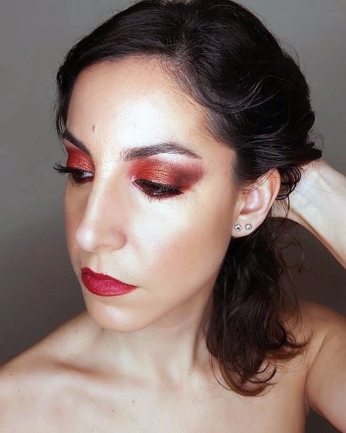 Juicy Red And Brown Eyeshadow Women